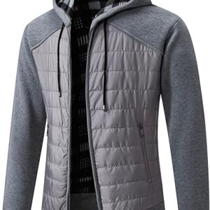 Men's Fleece Full-Zip Hoodie Cardigan Sweater Knit Hooded Casual Regular Fit Sweatshirt with Pocket