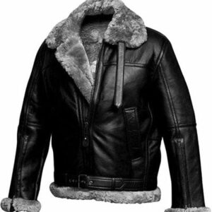Genuine Sheepskin Leather RAF Flight Aviator B3 Bomber Jacket With Fur Wool Lining