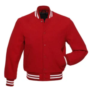 Red Wool Letterman Varsity Jacket