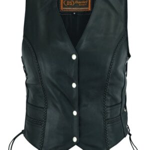 Ladies' Braided Genuine Leather Motorcycle Vest